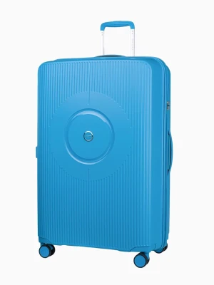 Duża niebieska walizka z polipropylenu z zamkiem szyfrowym TSA Puccini