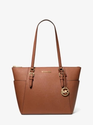 Duża podróżna torba tote Charlotte na zamek ze skóry saffiano Michael Kors BRĄZOWY (Brązowy)