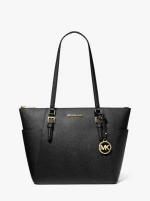 Duża podróżna torba tote Charlotte na zamek ze skóry saffiano Michael Kors CZARNY (Czarny)