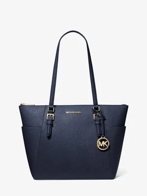 Duża podróżna torba tote Charlotte na zamek ze skóry saffiano Michael Kors Outlet