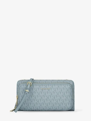 Duża podróżna torebka do przewieszenia przez ramię z charakterystycznym logo z kolekcji podróżnej Jet Set Michael Kors CHAMBRAY (Niebieski)