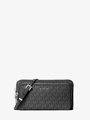 Duża podróżna torebka do przewieszenia przez ramię z charakterystycznym logo z kolekcji podróżnej Jet Set Michael Kors CZARNY (Czarny)