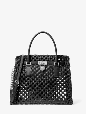 Duża ręcznie tkana torba Hamilton Moderne Michael Kors CZARNY (Czarny)