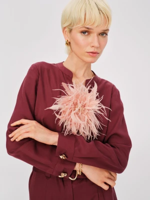 Duża różowa broszka z piór TARANKO