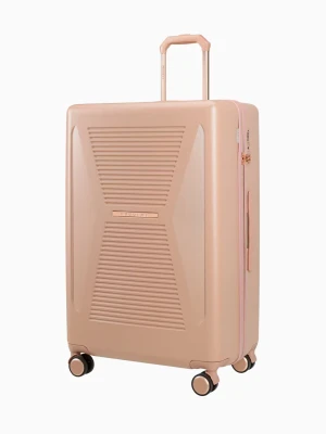 Duża różowa walizka z elementami rose gold Puccini