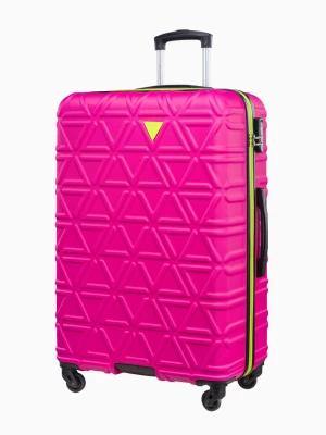 Duża różowa walizka z kontrastowym wykończeniem Puccini