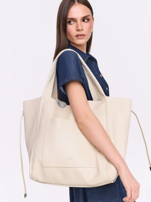 Duża skórzana torba w kremowym kolorze TARANKO