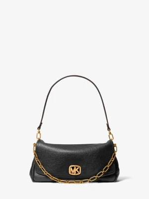 Duża teksturowana skórzana torebka na ramię Bryant z odpinanym paskiem Michael Kors CZARNY (Czarny)