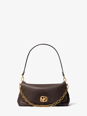 Duża teksturowana skórzana torebka na ramię Bryant z odpinanym paskiem Michael Kors CZEKOLADOWY (Brązowy)
