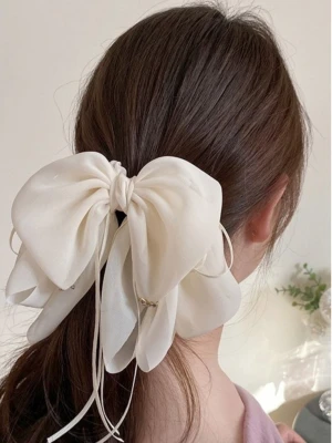 Duża tiulowa spinka do włosów - beżowa  magmac 