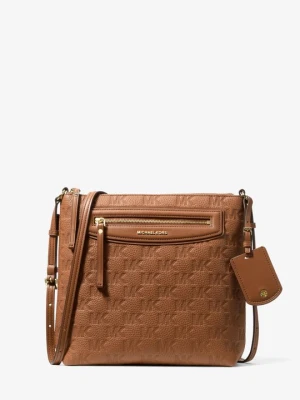 Duża torba do przewieszenia przez ramię Jet Set ze skóry z wytłoczonym logo Michael Kors BRĄZOWY (Brązowy)