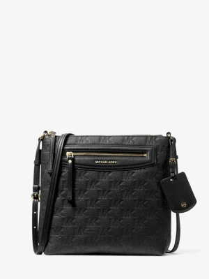 Duża torba do przewieszenia przez ramię Jet Set ze skóry z wytłoczonym logo Michael Kors CZARNY (Czarny)