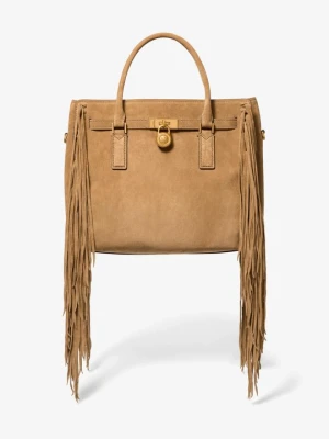 Duża torba Hamilton Moderne z frędzlami z zamszu Michael Kors ŁUPINA (Naturalny)