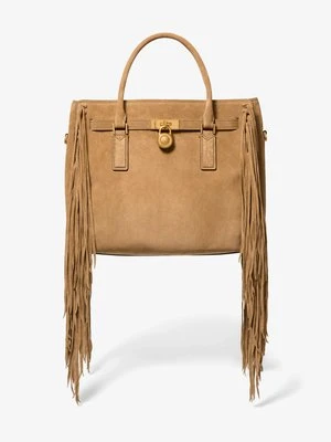 Duża torba Hamilton Moderne z frędzlami z zamszu Michael Kors ŁUPINA (Naturalny)
