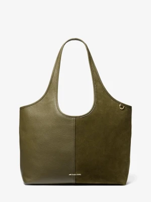 Duża torba Henly ze skóry i zamszu Michael Kors LODEN (Zielony)