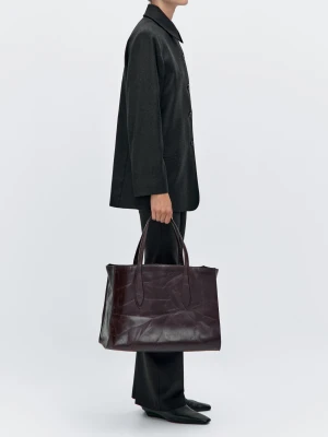 Duża Torba Md Icon Ze Skóry Nappa Z Efektem Spękania - Brązowy - - Massimo Dutti - Kobieta