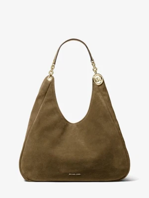 Duża torba na ramię Ellie z zamszu Michael Kors LODEN (Zielony)