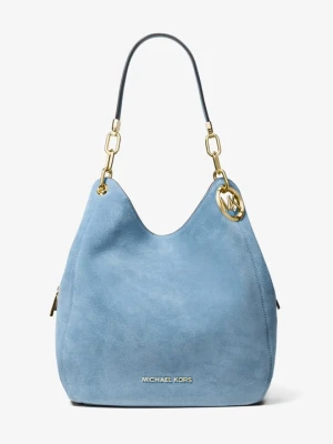 Duża torba na ramię Lillie z zamszu Michael Kors CHAMBRAY (Niebieski)