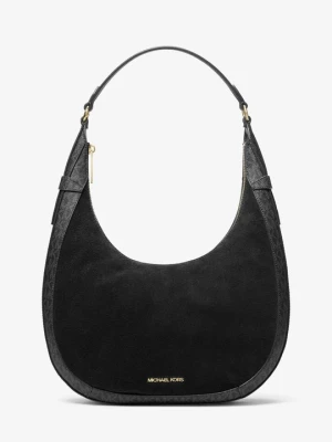 Duża torba na ramię Preston w kształcie półksiężyca z charakterystycznym logo Michael Kors CZARNY (Czarny)