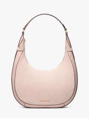 Duża torba na ramię Preston w kształcie półksiężyca z charakterystycznym logo Michael Kors ŁAGODNY RÓŻ (Różowy)