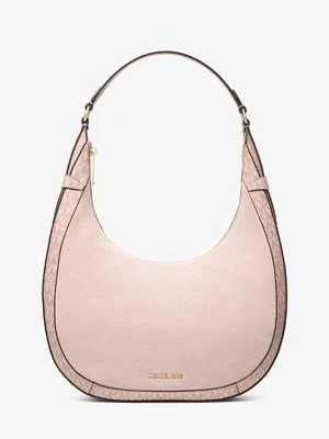 Duża torba na ramię Preston w kształcie półksiężyca z charakterystycznym logo Michael Kors ŁAGODNY RÓŻ (Różowy)