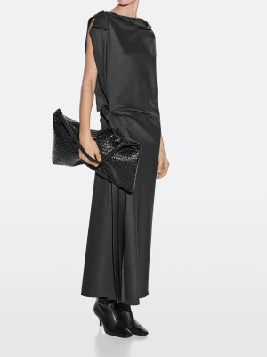 Duża Torba Na Ramię Z Plecionej Skóry Nappa - Czarny - - Massimo Dutti - Kobieta