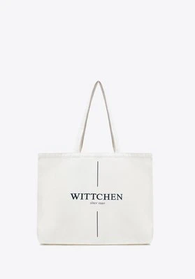 Duża torba płócienna z logo beżowo - granatowa Wittchen