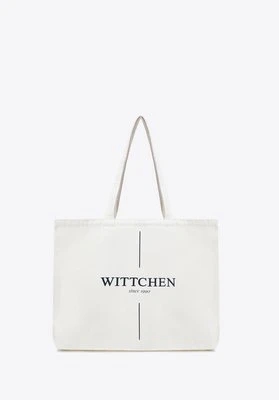 Duża torba płócienna z logo beżowo - granatowa Wittchen