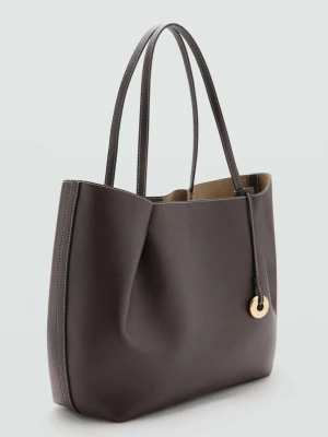 Duża torba shopper czekoladowy - Kobieta - Rozmiar uniwersalny - MANGO
