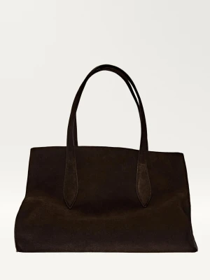 Duża Torba Shopper Md Icon Z Zamszowej Skóry - Brązowy - - Massimo Dutti - Kobieta