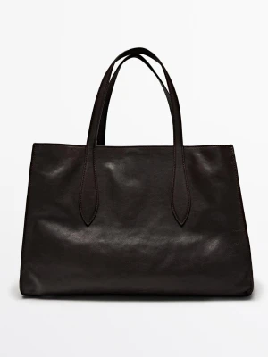 Duża Torba Shopper Md Icon Ze Skóry Nappa - Brązowy - - Massimo Dutti - Kobieta