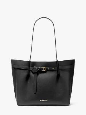 Duża torba tote Emilia ze skóry groszkowej Michael Kors CZARNY (Czarny)