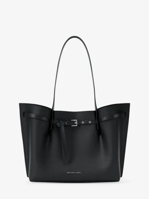 Duża torba tote Emilia ze skóry groszkowej Michael Kors CZARNY (Czarny)