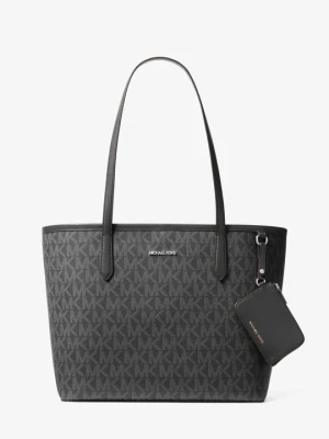 Duża torba tote Jet Set z charakterystycznym logo Michael Kors CZARNY (Czarny)