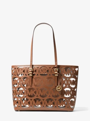 Duża torba tote Quinn z wyciętym laserowo logo Michael Kors BRĄZOWY (Brązowy)