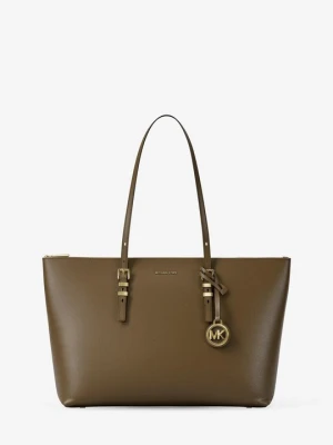 Duża torba tote Quinn ze skóry groszkowej Michael Kors LODEN (Zielony)