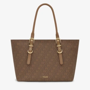 Duża Torba Tote W Kolorze Ziemi Tous Buckles Silhouette - Tous