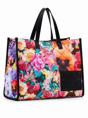 Duża torba typu shopper z patchworkowym nadrukiem w kwiaty Desigual