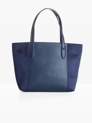 Duża torba typu shopper z różnych materiałów BonPrix niebieski