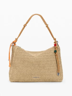 Duża torba z rafii z zawieszkami Desigual