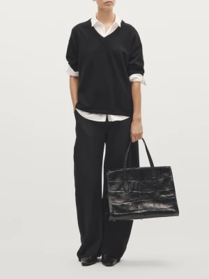 Duża Torba Ze Skóry Nappa Z Kolekcji Md Icon - Czarny - - Massimo Dutti - Kobieta