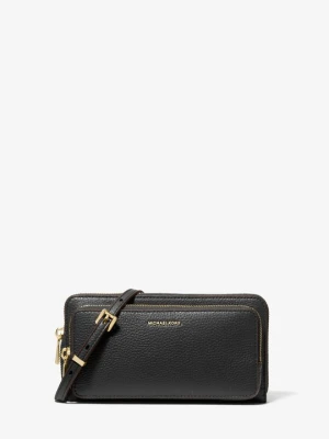 Duża torebka do przewieszenia przez ramię Jet Set z przepinanym paskiem z groszkowej skóry Michael Kors CZARNY (Czarny)