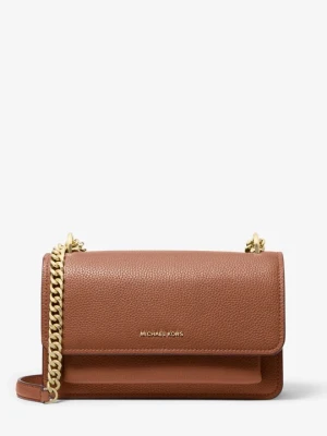 Duża torebka na ramię Claire ze skóry groszkowej z odpinanym paskiem Michael Kors BRĄZOWY (Brązowy)