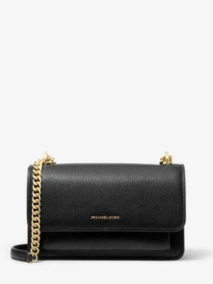 Duża torebka na ramię Claire ze skóry groszkowej z odpinanym paskiem Michael Kors CZARNY (Czarny)