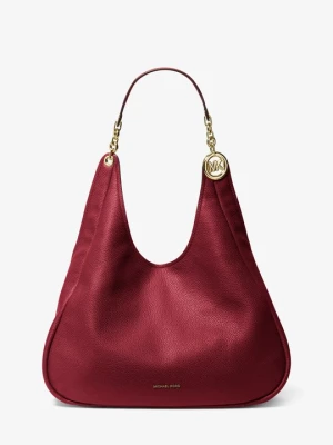 Duża torebka na ramię Ellie ze skóry groszkowej Michael Kors CIEMNOCZERWONY (Czerwony)