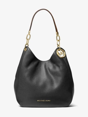 Duża torebka na ramię Lillie ze skóry groszkowej Michael Kors CZARNY (Czarny)