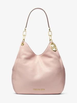 Duża torebka na ramię Lillie ze skóry groszkowej Michael Kors ŁAGODNY RÓŻ (Różowy)