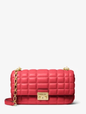 Duża torebka na ramię Tribeca z pikowanej skóry Michael Kors KARMAZYNOWY (Czerwony)
