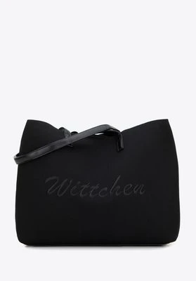 Duża torebka shopper z elementami ekoskóry czarna Wittchen