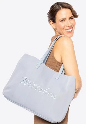 Duża torebka shopper z elementami ekoskóry niebieska Wittchen